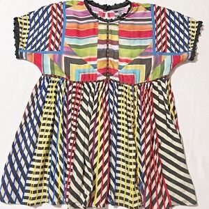 Anthropologie Summer Top Size XS  Boho Babydoll Flowy Smock Lace Trim